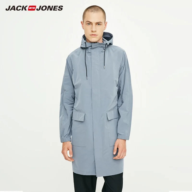 JackJones осенний мужской светильник Тренч Повседневная ветровка с капюшоном куртка 218321543 - Цвет: BLUE FLINT