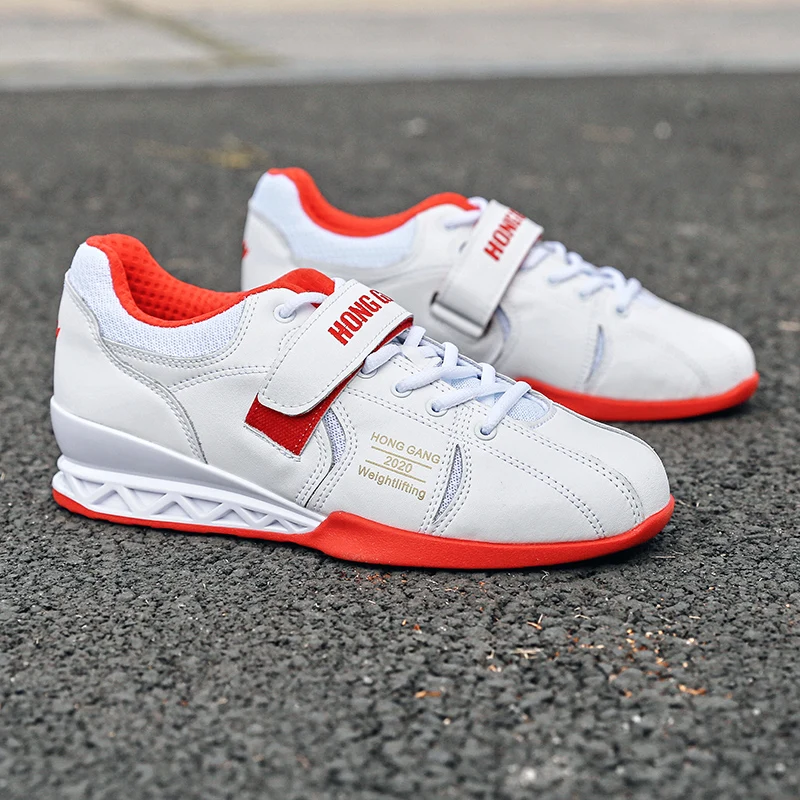 The cow leather Weightlifting Shoes Men's Squat Deadlift Shoes Women‘s Gift Elastic Band Gym Training Bodybuild