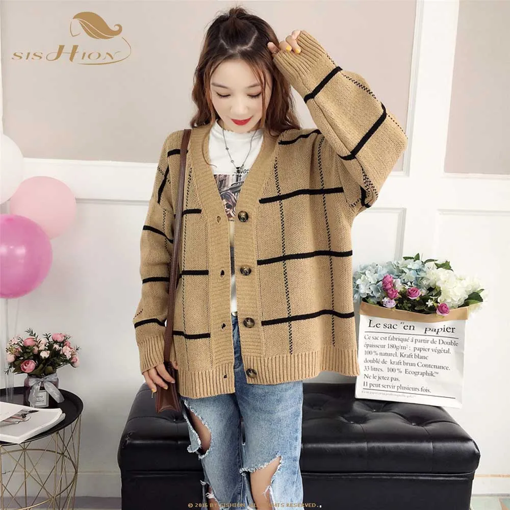 

SISHION Knitted Cardigan sweater Women 2019 Autumn Simple Solid Button Clothing QY0428 Sweater Fashion Cardigan for Female