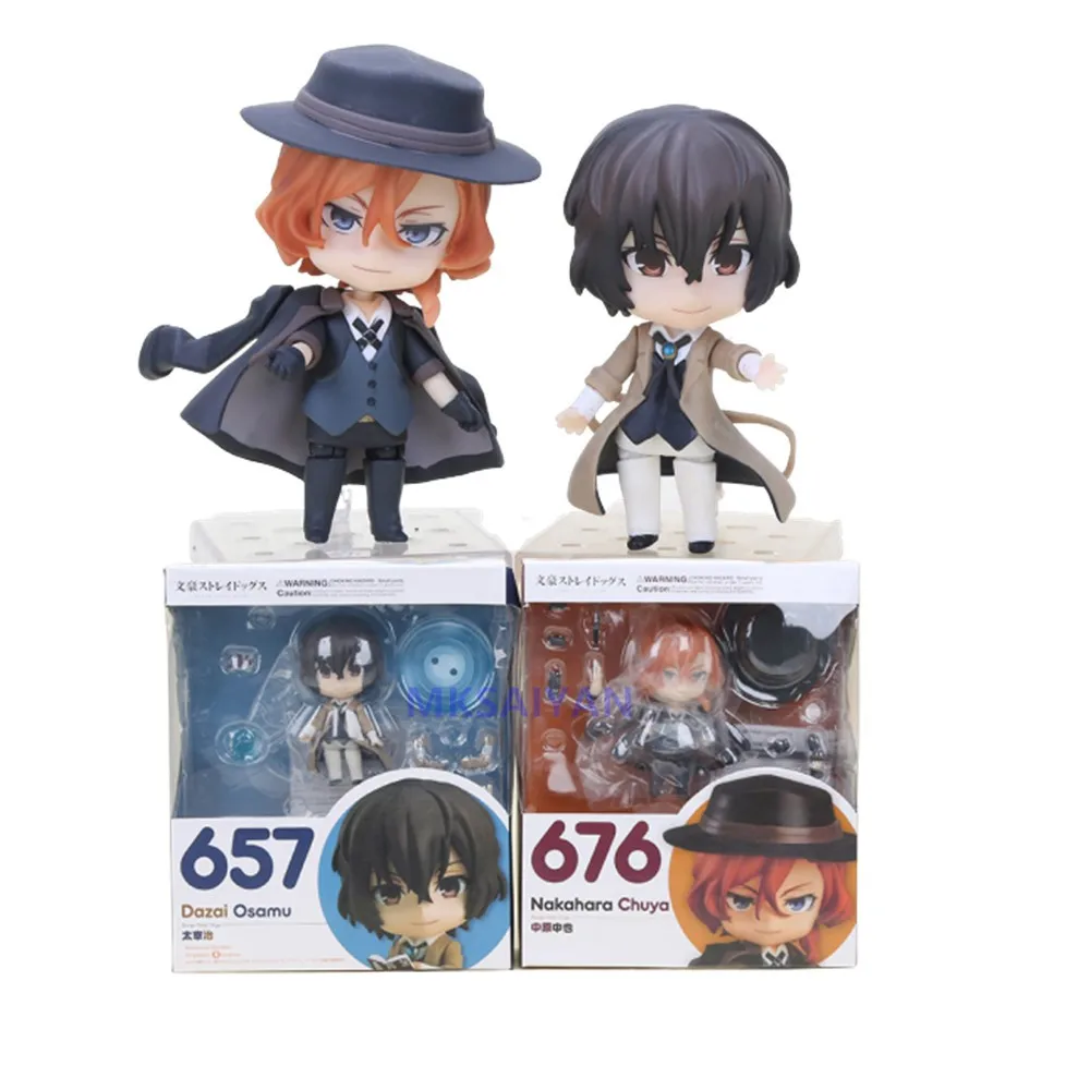 Action Figures Bungo Stray Dogs Dazai Osamu #657 Nakahara Chuuya #676 Anime Figura Model Cute Toys PVC Xmas Gift Figma Kids Toys