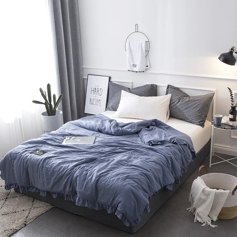 

Summer Blanket Super Soft Washed Cotton Air Conditioner Duvet Insert Double Summer Quilt Solid Color Students Single Person Blan