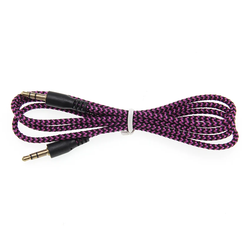 Nylon Braid Jack Audio Cable 3 5 Mm To 3 5mm Car AUX Cable 1M Headphone Extension Code for Phone Car Headset Speaker 300pcs