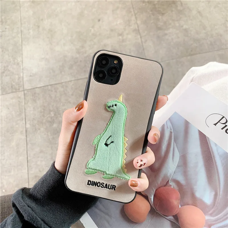 Роскошный чехол для телефона с 3D вышивкой для iphone 11 pro max, чехол с милой курицей, динозавром, чехол для iphone 7, 8 plus, x, xr, xs max