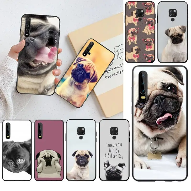

HPCHCJHM French British Bulldogs Pugs Dog TPU Soft Phone Case Cover for Huawei P30 P20 lite Mate 20 Pro lite P Smart 2019 prime