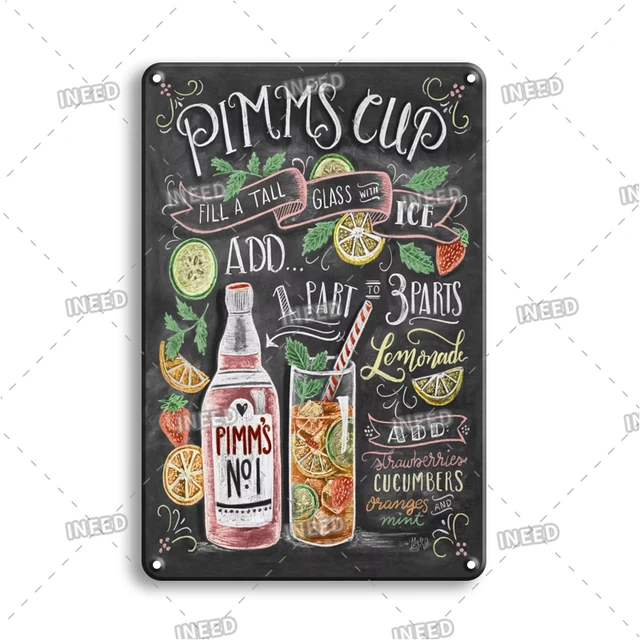 INEED Vintage Metal Tin Sign Decorations Gin & Tonic Cocktail Plate Decorative Poster Plaque Retro Bar Kitchen Home Wall Decor 10559