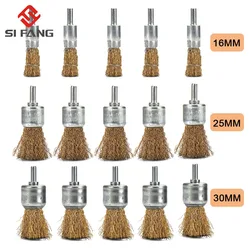 Brosse à fil 10/16/25mm, tasse de roue, jeu de brosses en laiton et acier pour outils rotatifs Dremel, tampon de polissage 