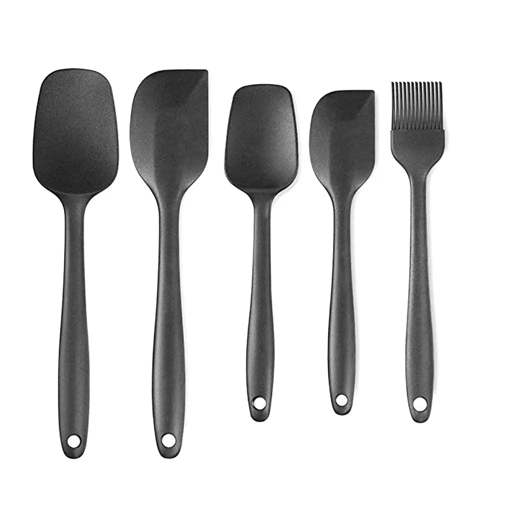  5 Pcs Silicone Kitchenware Set Silicone Scraper Baking Tools Cream Cake Spatula Set BBQ Grill Cooki