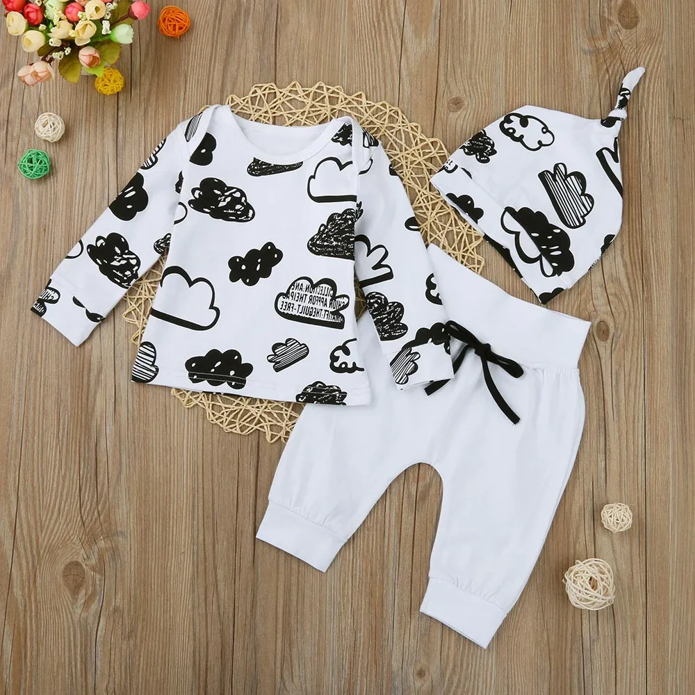 warm Baby Clothing Set Cloud Baby Boy Clothes Set Newborn Infant Baby Girl Boy Print T Shirt Tops+pants Outfits Set Комплекты Для Маленьких Мальчиков Baby Clothing Set comfotable