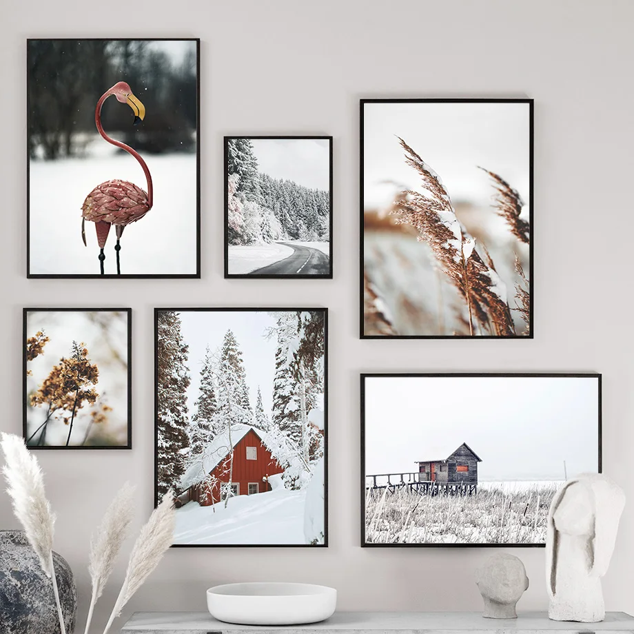 

Snow Plant Quote Animal Landscape Wall Art Canvas Painting Nordic Posters And Prints For Bedroom Room Home Decor Unframed