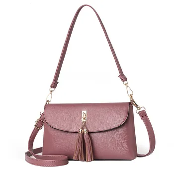 

Solid Flap Crossbody Bags For Women 2019 Simple Zipper Fashion Clutch Tassel Shoulder Bag sac main femme Messenger Hand Bag C9