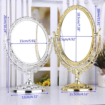 

2 Sides Makeup Mirror Stand Table Cosmetic Mirror Plastic Dresser Mirrors Tools
