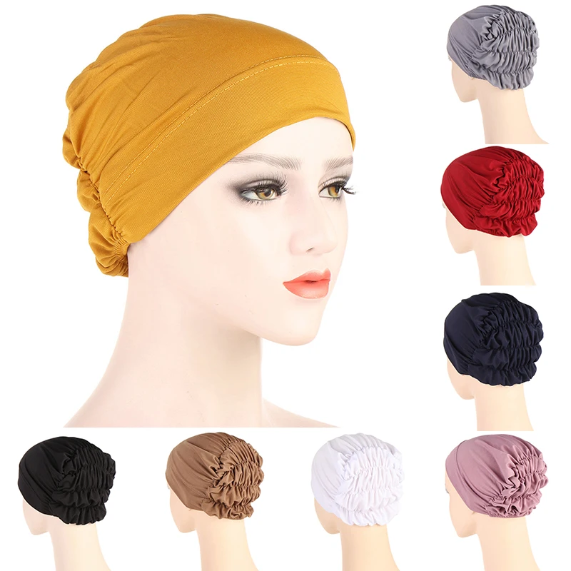 Muslim Women Hijab Cap Elastic Tie Back Jersey Underscarf Head Wrap Turban Bonnet Islamic Pullover Hat Turbante Cap Abaya