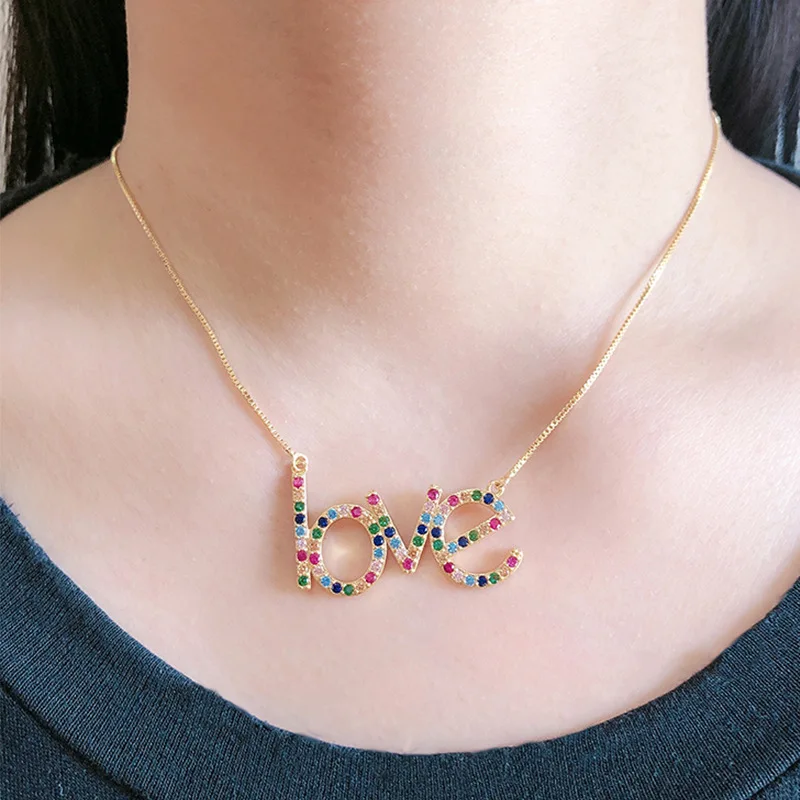 Multicolor LOVE Necklace Image 2
