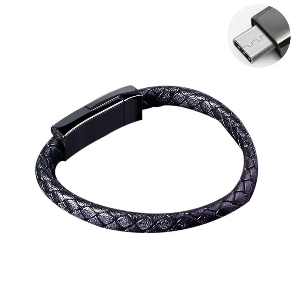 

Fashion Bracelet Design Data Line Hand Charging Cable Flat Section For Apple Android Type-C Fast Charging Cable