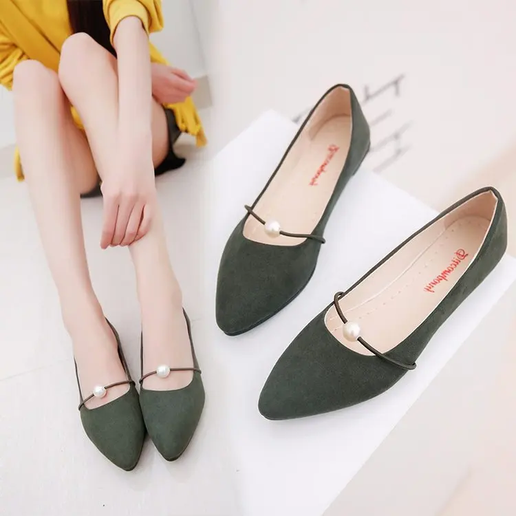 

2019 Spring New Style Large Size WOMEN'S Shoes Beads Pointed Shallow Mouth Flat Keel Thin Shoes Women's Side Scoop Bootie