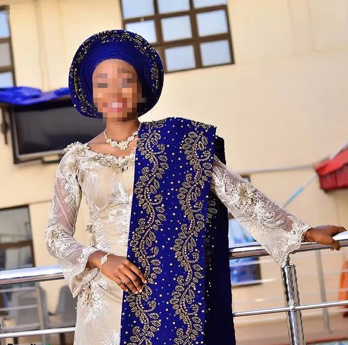 Aso Oke головной убор с камнями и бусинами нигерийская кружевная ткань
