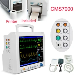 CMS7000 Patient Monitor 6 Parameters ECG NIBP SPO2 PR RESP TEMP ICU CCU Vital Signs Monitor ECG Machine with Printer