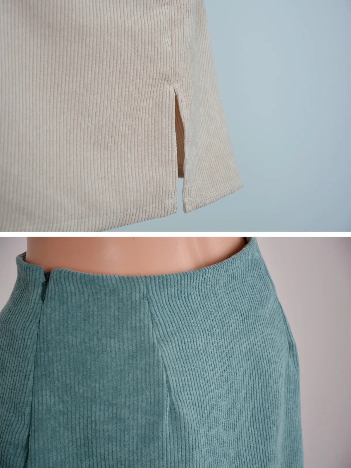 European and American women's high-waist corduroy skirt solid color slit A-line skirt tutu skirt