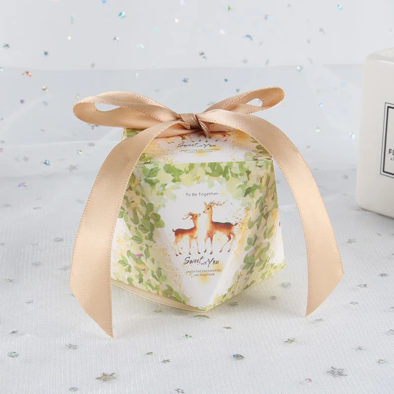 Мрамор со стразами для свадебных сувениров и сладкий подарок сумки Коробка для конфет с бантом для свадебной церемонии, празднований дня рождения гостей вечерние принадлежности коробка для конфет - Цвет: Fawn-Gold