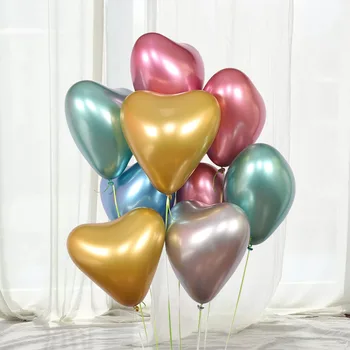 

Heart Balloons Latex Foil Metal Love Balloons Decorative Multi-Color Balloons for Wedding Bride Shower Birthday Party JS