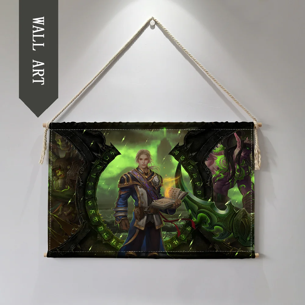 16 World of Warcrafts игра Lich King Висячие настенные художественные плакаты современные твердые деревянные ткани живопись вал прокрутки декоративные картины - Цвет: 16