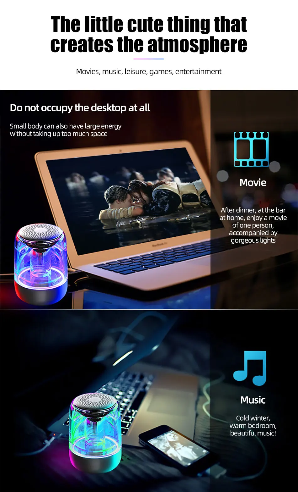 !ACCEZZ Bluetooth Speaker Portable Wireless Loudspeaker Waterproof Stereo Column Romantic Colorful LED Support TF Card with Mic (16)