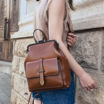 

Vintage women backpack high quality leather backpack lady travel backpack shoulder bags school bags back pack mochila feminina