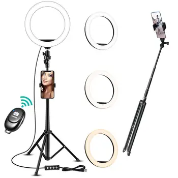 

10 Inch Led Selfie Ring Light Tripod LED Ring Light For Phone Youtube Video Camera Studio Make Up Lamp Bluetooth selfie stick