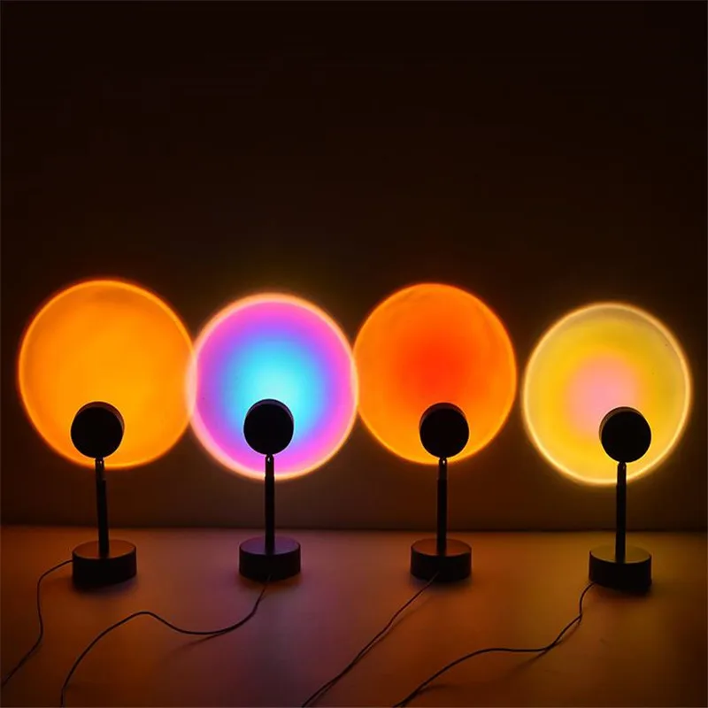 

Sunset Lamp RGB 1/16 Colors Atmosphere Projection Led Night Light For Home Bedroom Shop Background Decoration Live Streaming 40#