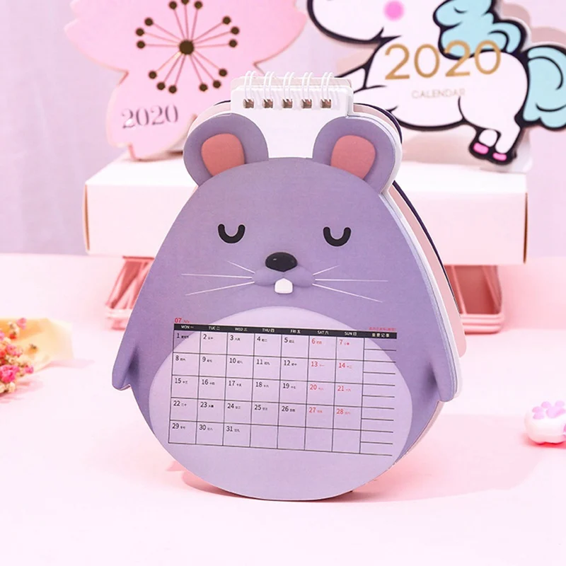 Милый Настольный календарь года с мультяшным рисунком Kawaii, форма единорога, школьный настольный календарь, планировщик, канцелярские принадлежности