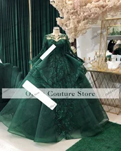 

Traditional Albanian Evening Dresses for Women Party Prom Dark Green 2022 Lace Applique Robe De Soirée De Mariage