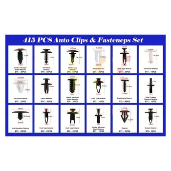

415pcs Auto Fastener Car Push Pin Clips Door Panel Bumper For Mazda Ford Honda Practical Black Car Buckle Outfit