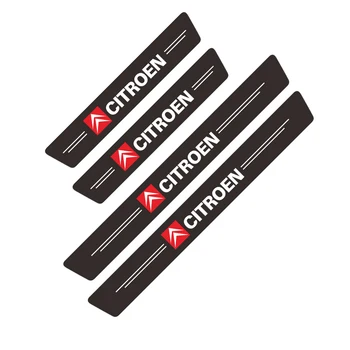

Car styling 4PCS Door Carbon Fiber Sill Scuff Plate Decor Sticker For Citroen C1 C2 C3 C4 C5 C6 C8 C4L DS3 DS4 DS5 DS5LS DS6