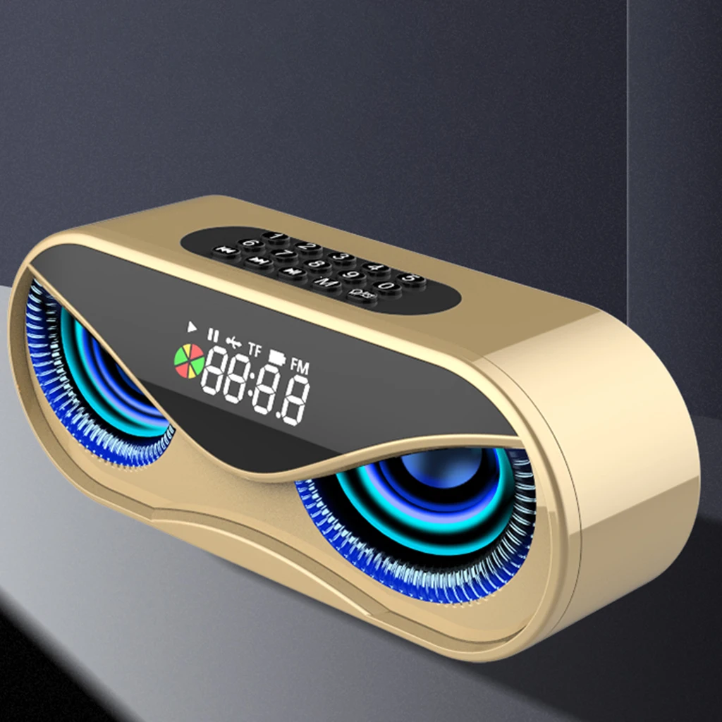 Bluetooth5.0 Multi-functional Wireless Speaker Outdoor Handfree Call Portable Multifunction Speaker with FM Radio Clock TF Card