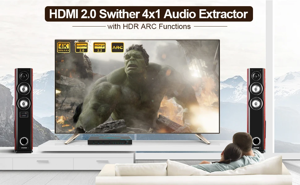 HDMI коммутатор 4x1HDMI аудио экстрактор 3D ARC аудио с оптическим SPDIF и L/R аудио выход HDMI переключатель дистанционного управления для PS4 Apple tv