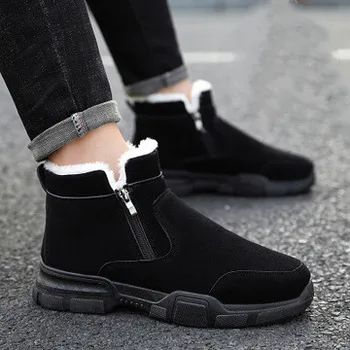 

2019 snow boots men's winter plus velvet warm thick outdoor cotton shoes non-slip wear-resistant tide Martin boots men