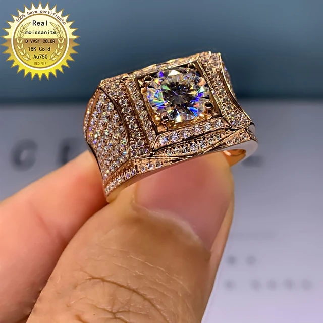 Mens Gold Diamond Engagement Ring - 1 1/2 Carat Diamond
