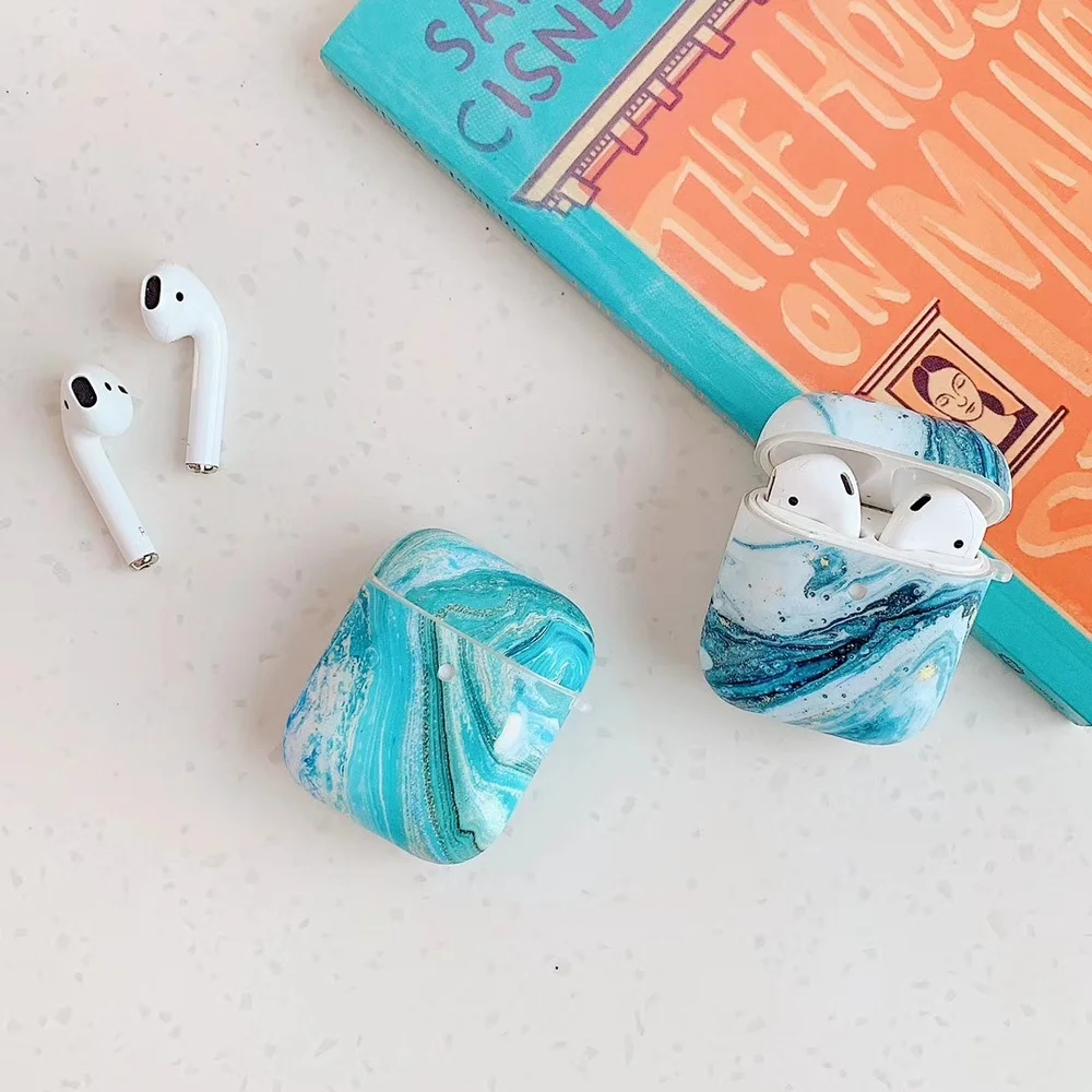Модный мраморный чехол для наушников Air Pods 1/2, мягкий чехол IMD Earpods, чехол для Airpods 2, блестящий защитный чехол, Подарочный чехол