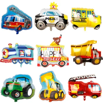 

KUKUZHU 1pc Vehicle series balloons Happy Birthday kids Motorcycle Party Decorations car baby gift tank train Fire truck globos