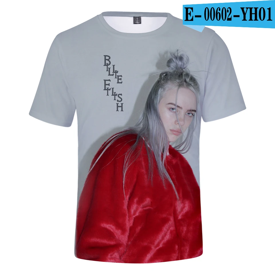 Новая модная футболка Billie Eilish, популярная мужская и женская летняя футболка с короткими рукавами и 3D рисунком, топы для девочек и мальчиков - Цвет: 3D