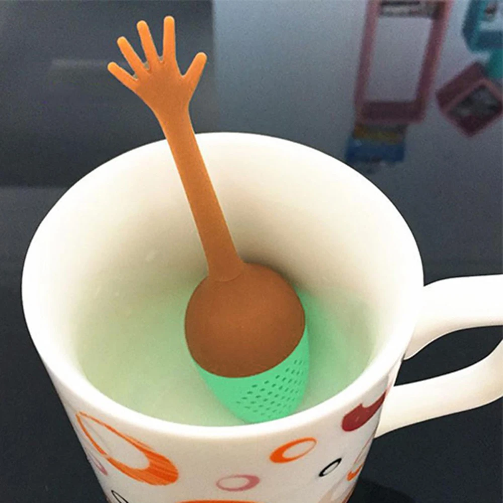 

Funny Hand Gestures Tea Infuser Black Tea Strainer FDA Silicone Loose Leaf Herbal Spice Holder Tea Brewing Tools Tea Filter