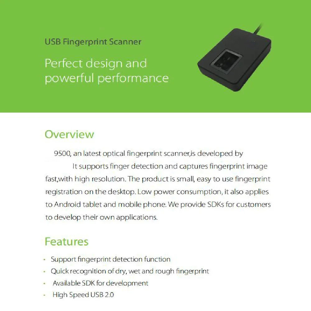 Fingerprint Reader USB Windows Android Zk9500 or Live10R Biometric Fingerprint Sensor Only Work For Zkteco System fingerprint scanner