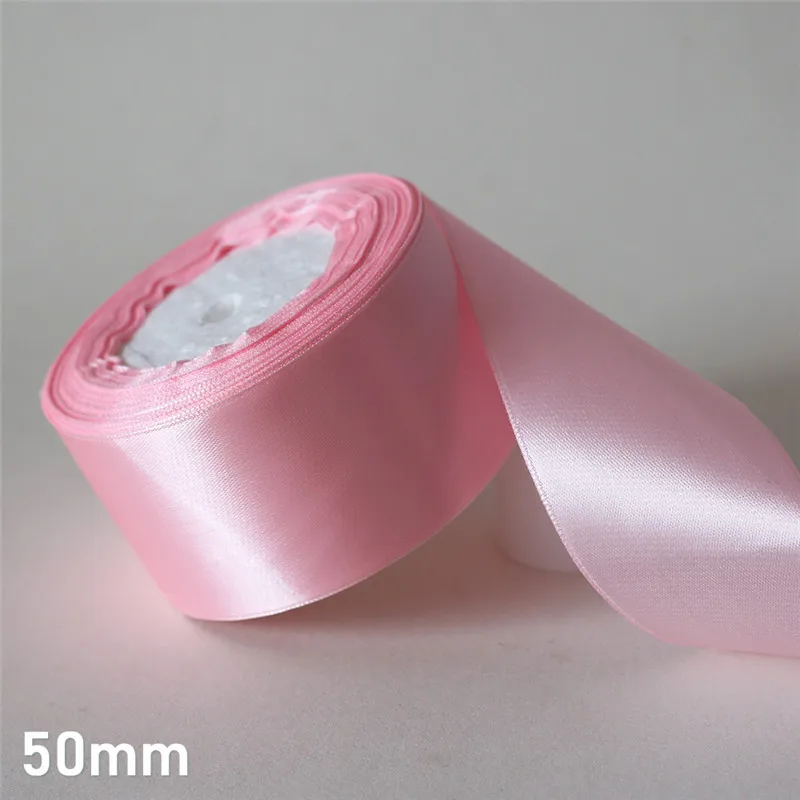 25 ярдов/6 мм-50 мм розовая сатиновая лента DIY материал для выпускного вечера вечерние украшения Свадебная подарочная коробка упаковка аксессуары D7 - Цвет: 50mm