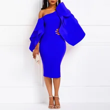 Элегантные Роскошные Африканские модные синие вечерние платья на одно плечо в стиле русалки с многослойными оборками для женщин знаменитостей обтягивающие свадебные платья