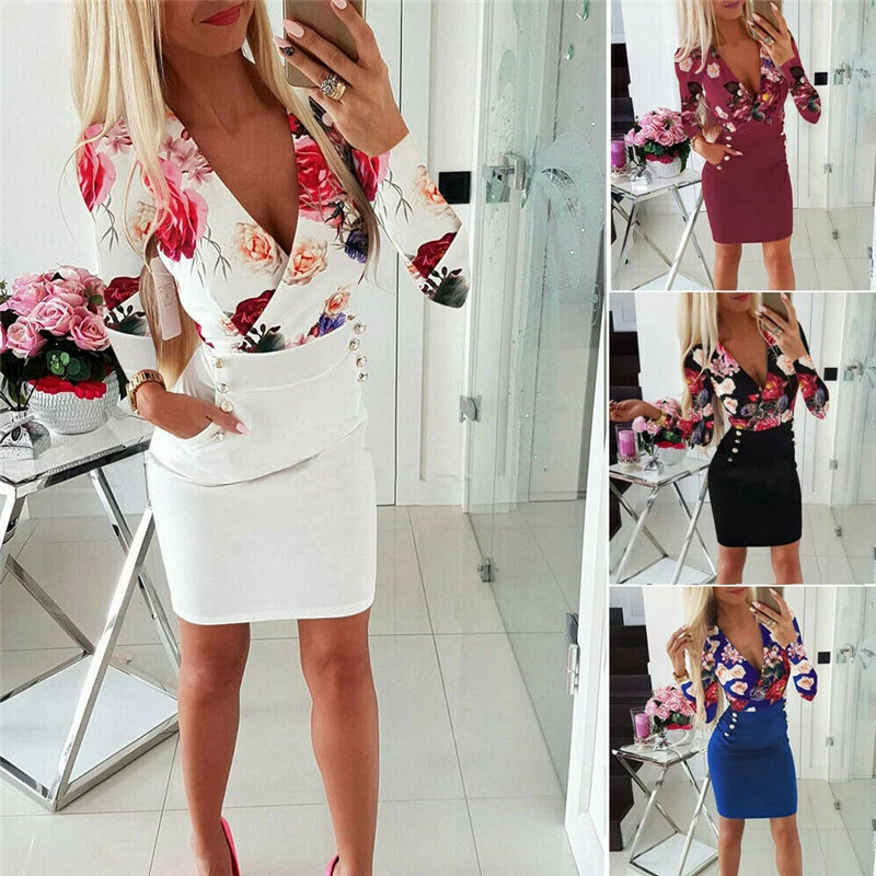 sexy deep v neck belt tie irregular mini bodycon dress