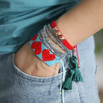 

Bracelets For Women 2020 Pulsera Mujer Moda MIYUKI Turkish Red Bracelet Femme Heart Jewelry Boho Chic Handmade