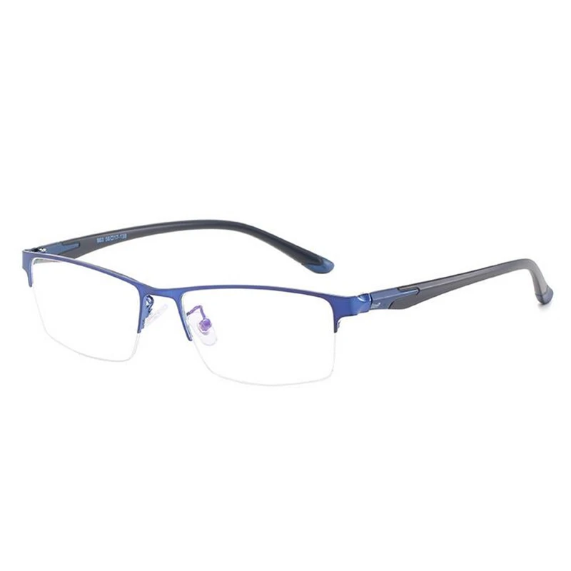 С плоскими стеклами и половинной рамкой четкое зеркало оптические очки Для мужчин студент квадратный 1,56 асферические линзы по рецепту зрелище Для женщин 0-0,5-0,75-6,0 - Цвет оправы: Blue