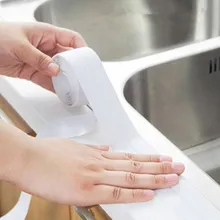 3.2mx38mm Bathroom Shower Sink Bath Sealing Strip Tape White PVC Self adhesive Waterproof Wall Sticker for Bathroom Kitchen(China)