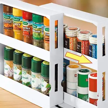 

Multifunction Rotating Jars Spice Rack Bottle Storage White Save Space Cabinet Kitchen Storage Swivel Holder for Spice