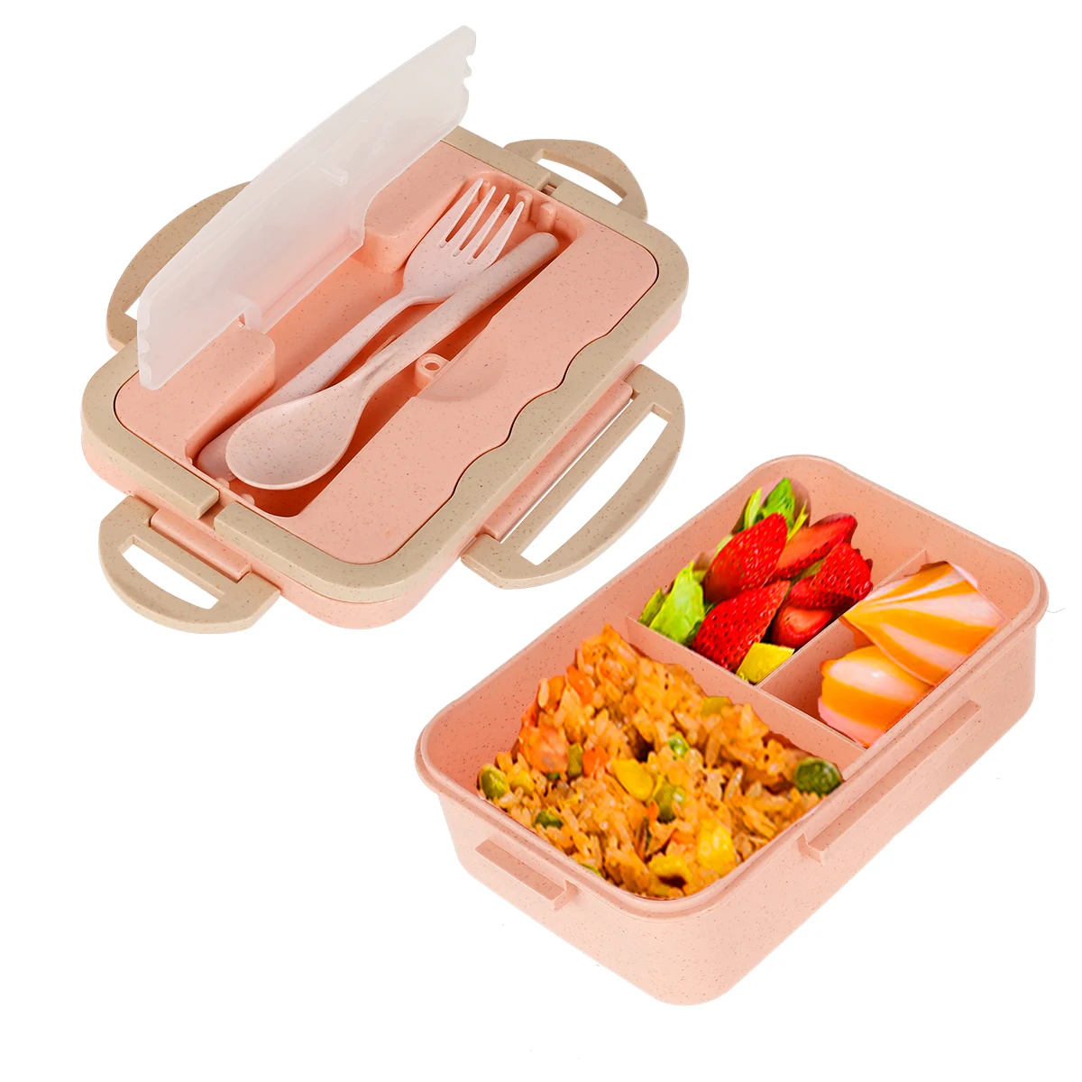 1pc, Lunch Box, With Cutlery Set, 3 Compartments Bento Box, Reusable  Plastic Food Container, Student Office Worker Indoor Outdoor Lunch Box, For  Women